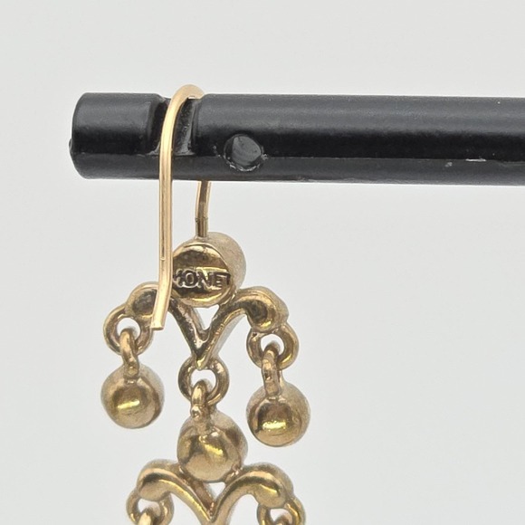 Genuine Vtg MONET Chandelier Earrings Cognac Crystals Gold Tone Signed FREE SHIP - Picture 4 of 7